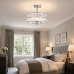 Crystal Ceiling Light Chrome 3-Light Semi Flush Lights