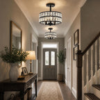 Crystal Ceiling Light Chrome 3-Light Semi Flush Lights