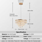 Crystal Ceiling Light Shade Modern Chandelier for Living