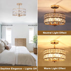 Crystal Ceiling Lights 3-Light Chrome Living Room Modern