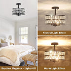 Crystal Ceiling Lights 3-Light Chrome Living Room Modern