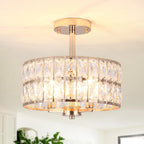 Crystal Ceiling Lights 3-Light Chrome Living Room Modern