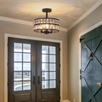 Crystal Ceiling Lights 3-Light Chrome Living Room Modern