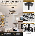 Crystal Ceiling Lights 3-Light Chrome Living Room Modern
