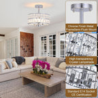 Crystal Ceiling Lights 3-Light Chrome Living Room Modern