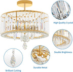 Crystal Ceiling Lights 3-Light Modern LED Chandeliers Fitting