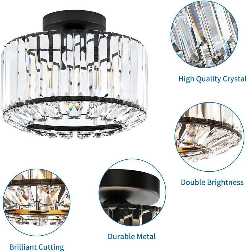Crystal Ceiling Lights 3-Light Modern LED Chandeliers Fitting