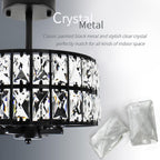 Crystal Ceiling Lights 4-Light E14 Modern Chandelier Semi