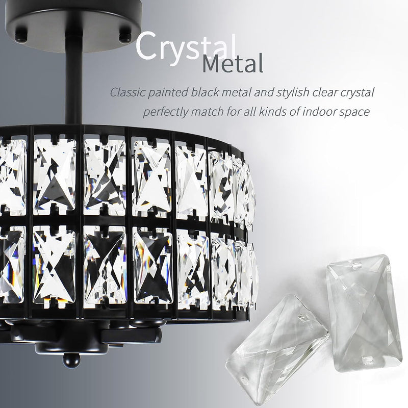 Crystal Ceiling Lights 4-Light E14 Modern Chandelier Semi