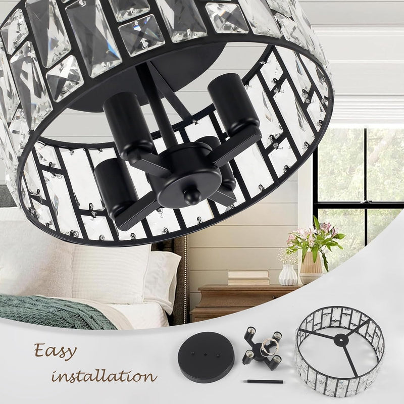 Crystal Ceiling Lights 4-Light E14 Modern Chandelier Semi