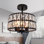 Crystal Ceiling Lights 4-Light E14 Modern Chandelier Semi