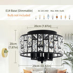 Crystal Ceiling Lights 4-Light E14 Modern Chandelier Semi