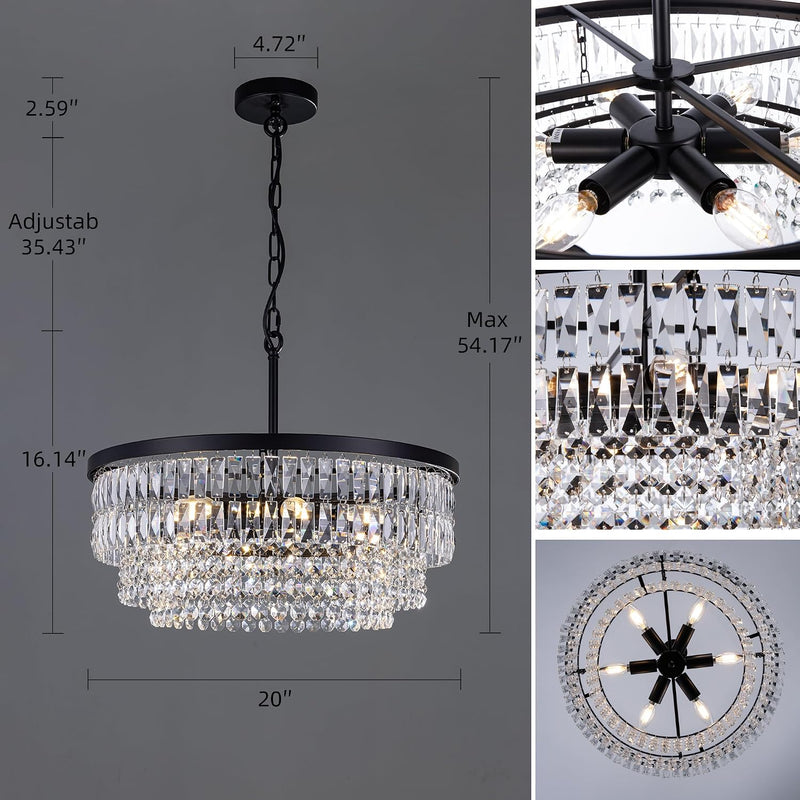 Crystal Chandelier 6-Light Modern Chandeliers for Dining Room
