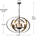 Crystal Chandelier 6-Light Pendant Light for Dining Room
