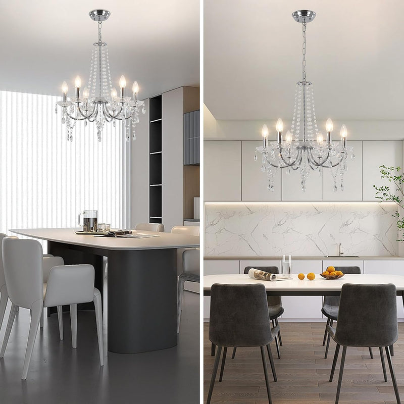 Crystal Chandelier 6 Lights Chandeliers Ceiling Modern Living