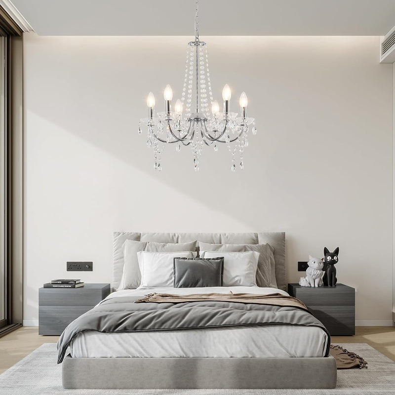 Crystal Chandelier 6 Lights Chandeliers Ceiling Modern Living