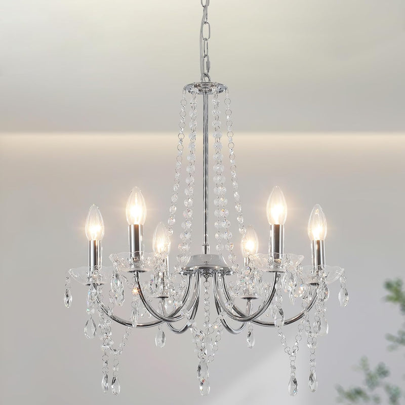 Crystal Chandelier 6 Lights Chandeliers Ceiling Modern Living