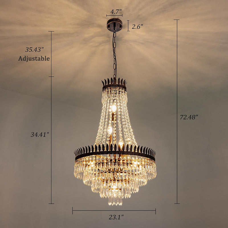 Crystal Chandelier 7-Light French Empire Crystals for Dining