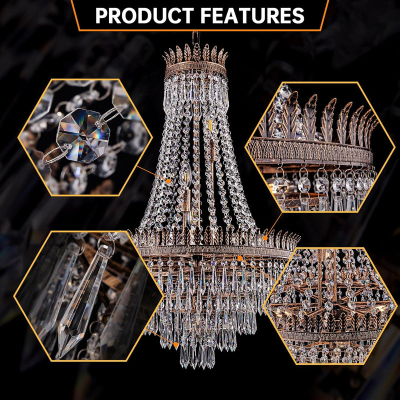Crystal Chandelier 7-Light French Empire Crystals for Dining