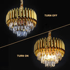 Crystal Chandelier Ceiling Light 3 Tier Round Pendant