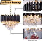 Crystal Chandelier Ceiling Light 3 Tier Round Pendant