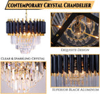 Crystal Chandelier Ceiling Light 3 Tier Round Pendant