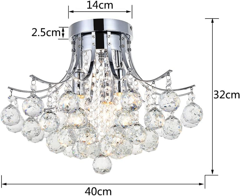 Crystal Chandelier Ceiling Light Modern Mini Flush Mount