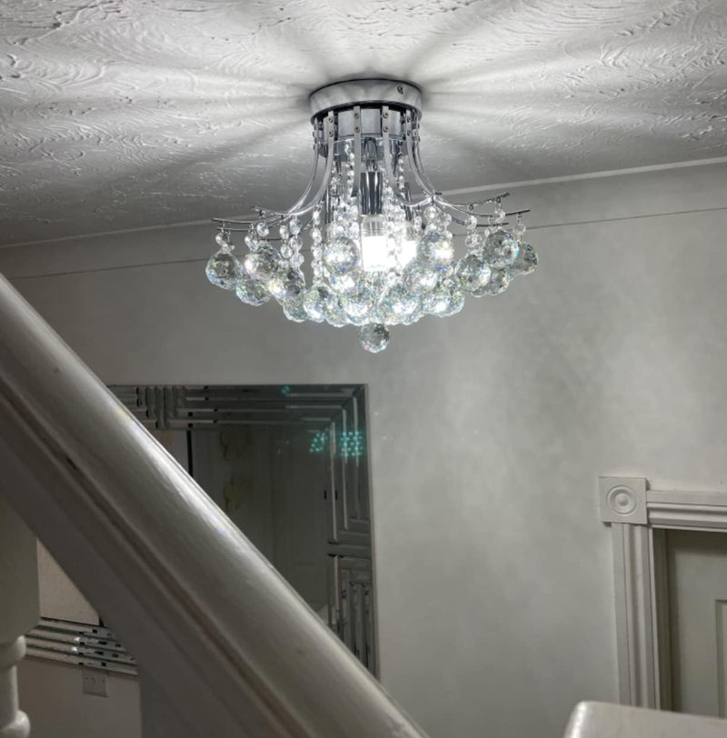 Crystal Chandelier Ceiling Light Modern Mini Flush Mount
