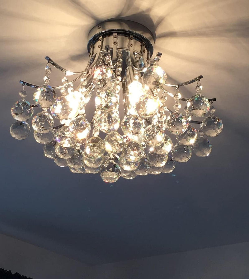 Crystal Chandelier Ceiling Light Modern Mini Flush Mount