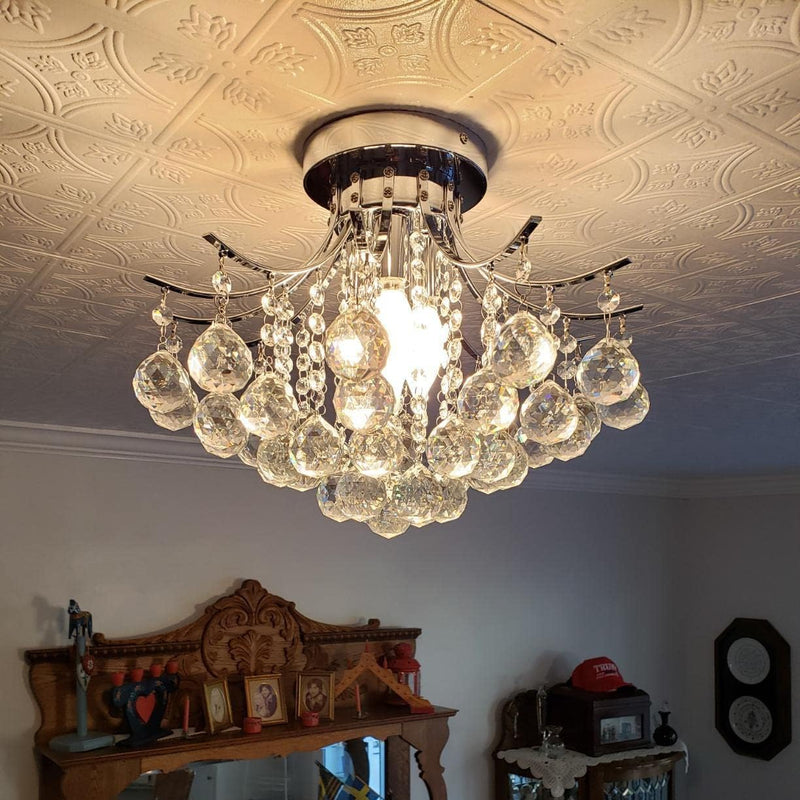 Crystal Chandelier Ceiling Light Modern Mini Flush Mount
