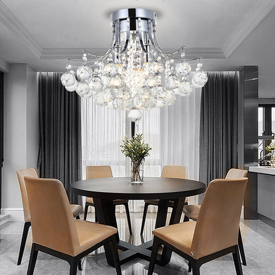 Crystal Chandelier Ceiling Light Modern Mini Flush Mount