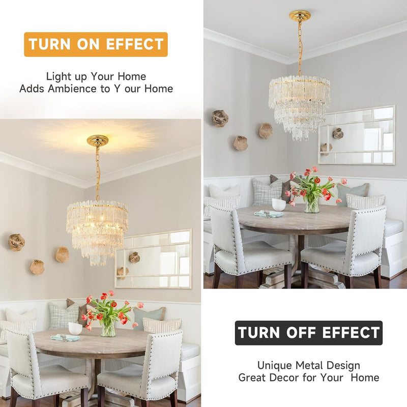 Crystal Chandelier Chrome Round Glass Pendant Light