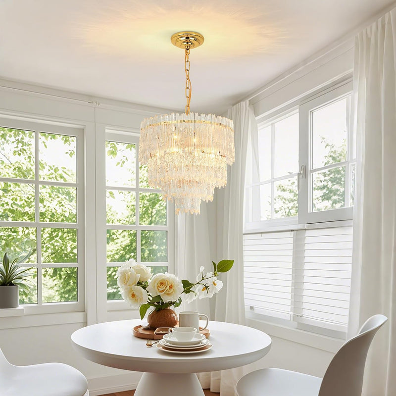Crystal Chandelier Chrome Round Glass Pendant Light