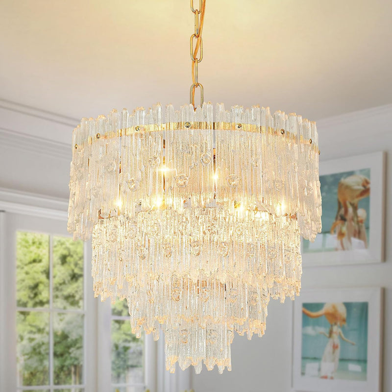 Crystal Chandelier Chrome Round Glass Pendant Light