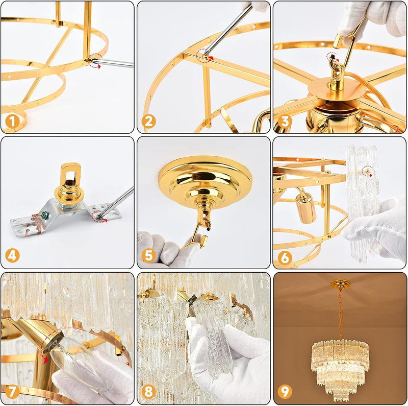 Crystal Chandelier Chrome Round Glass Pendant Light