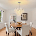 Crystal Chandelier Chrome Round Glass Pendant Light Raindrop