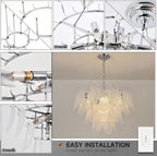 Crystal Chandelier Chrome Round Glass Pendant Light Raindrop
