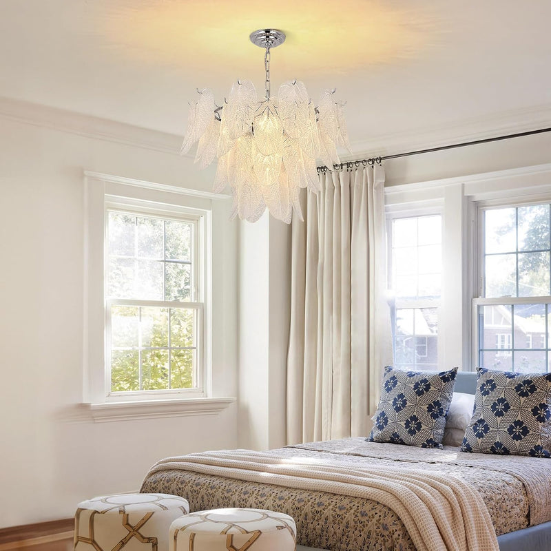 Crystal Chandelier Chrome Round Glass Pendant Light Raindrop