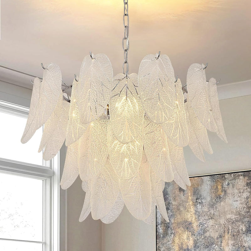 Crystal Chandelier Chrome Round Glass Pendant Light Raindrop