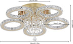 Crystal Chandelier Flush Mount Light Dining Room Tri-Colour