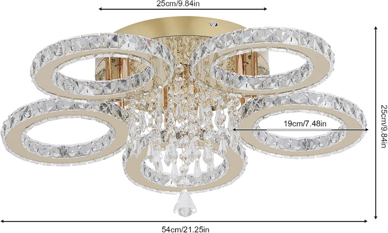 Crystal Chandelier Flush Mount Light Dining Room Tri-Colour