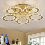 Crystal Chandelier Flush Mount Light Dining Room Tri-Colour