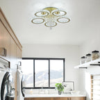 Crystal Chandelier Flush Mount Light Dining Room Tri-Colour
