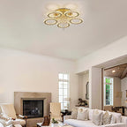 Crystal Chandelier Flush Mount Light Dining Room Tri-Colour