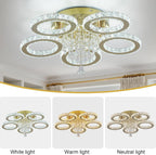 Crystal Chandelier Flush Mount Light Dining Room Tri-Colour