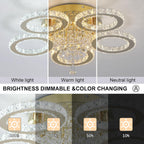 Crystal Chandelier Flush Mount Light Dining Room Tri-Colour