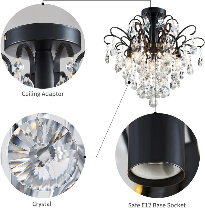 Crystal Chandelier Flushmount Ceiling Light Modern Lighting