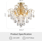Crystal Chandelier Flushmount Ceiling Light Modern Lighting