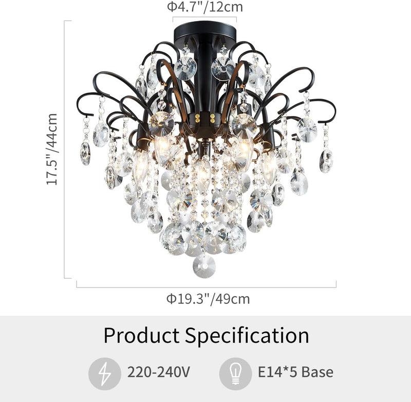 Crystal Chandelier Flushmount Ceiling Light Modern Lighting