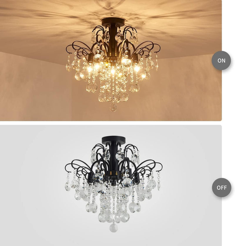 Crystal Chandelier Flushmount Ceiling Light Modern Lighting